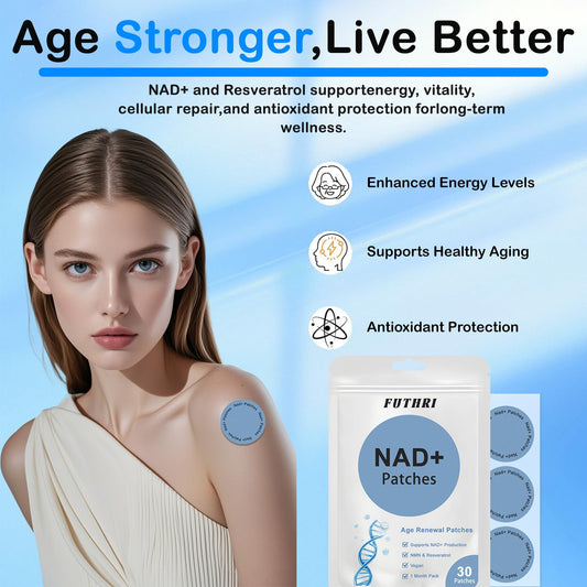 NAD+ patches applied to skin for daily wear