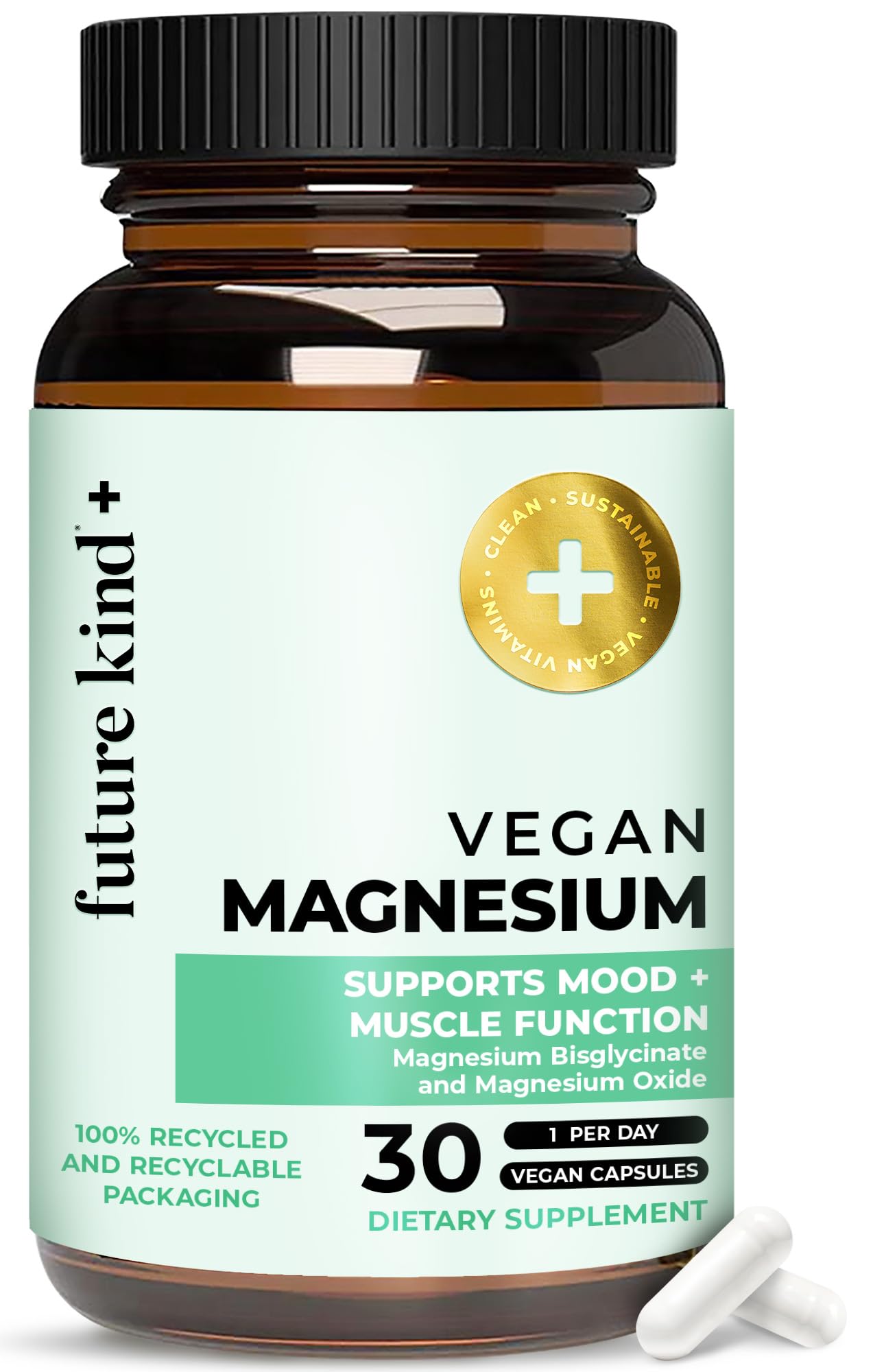 Future Kind vegan chelated magnesium bottle on white background