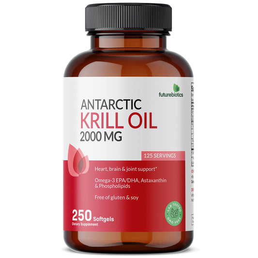 Bottle of Futurebiotics Antarctic Krill Oil 2000mg with Astaxanthin