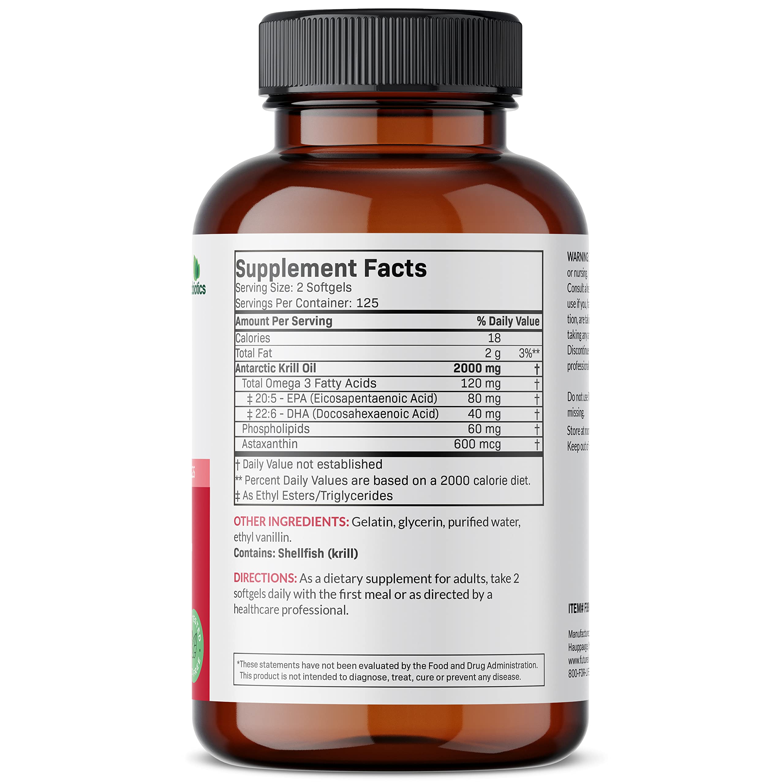 Close-up of Futurebiotics Antarctic Krill Oil 2000mg softgels