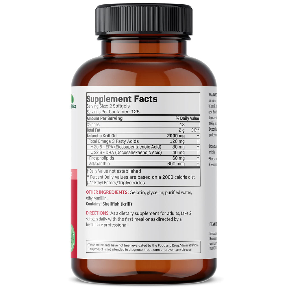 Close-up of Futurebiotics Antarctic Krill Oil 2000mg softgels