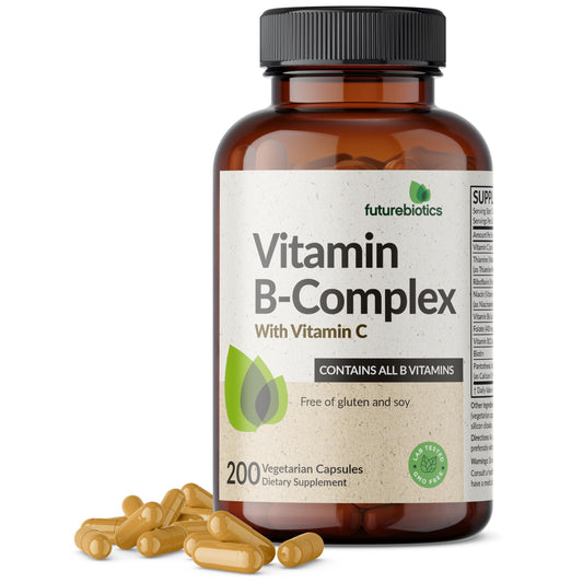 Futurebiotics Vitamin B Complex with Vitamin C bottle and capsules
