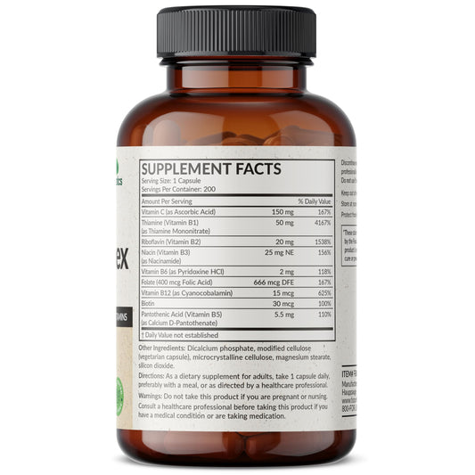 Close-up of Futurebiotics B-Complex with Vitamin C label
