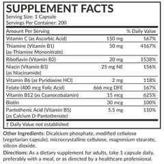 Product packaging and label detailing energy and immune support benefits