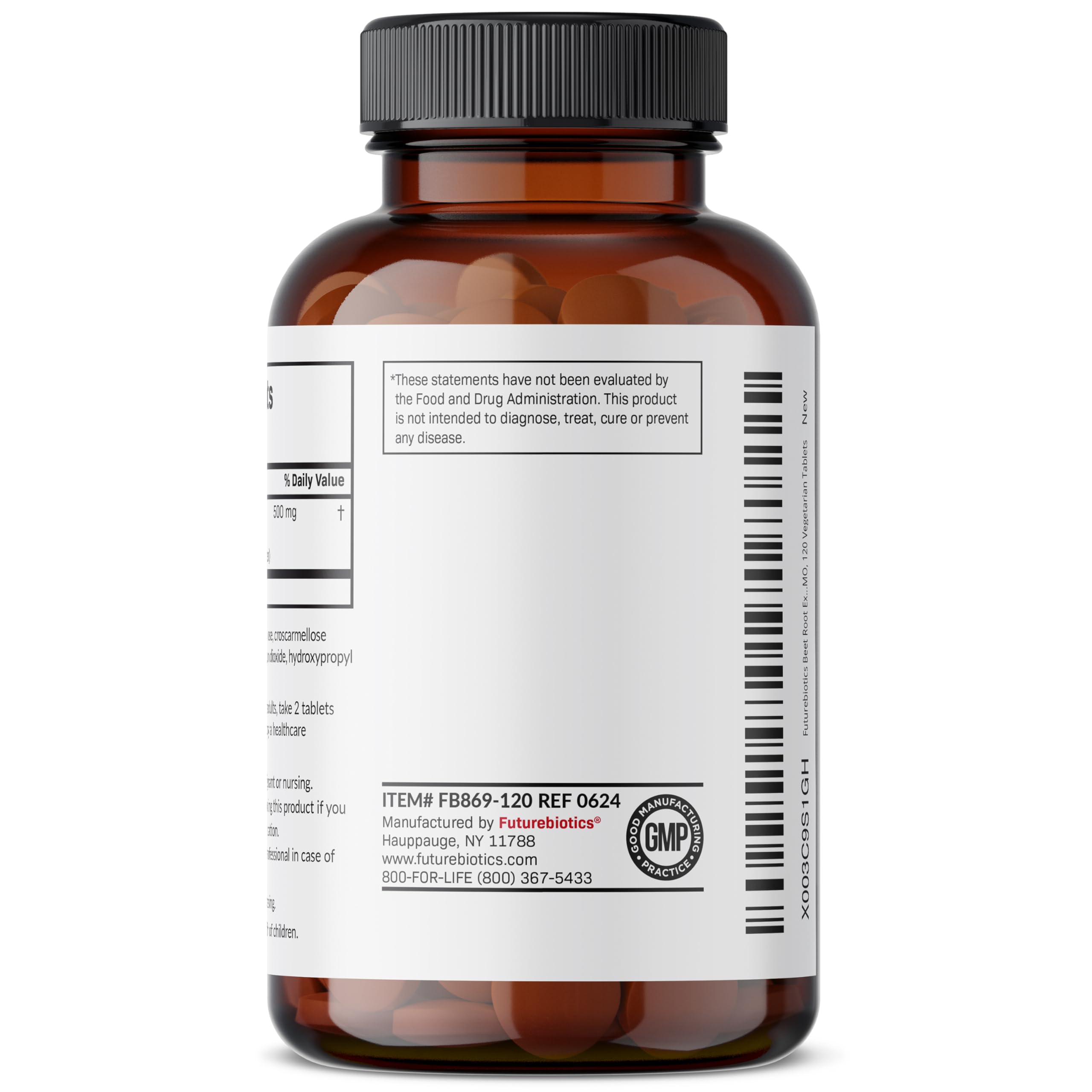 Non-GMO assurance seal on Futurebiotics Beet Root packaging