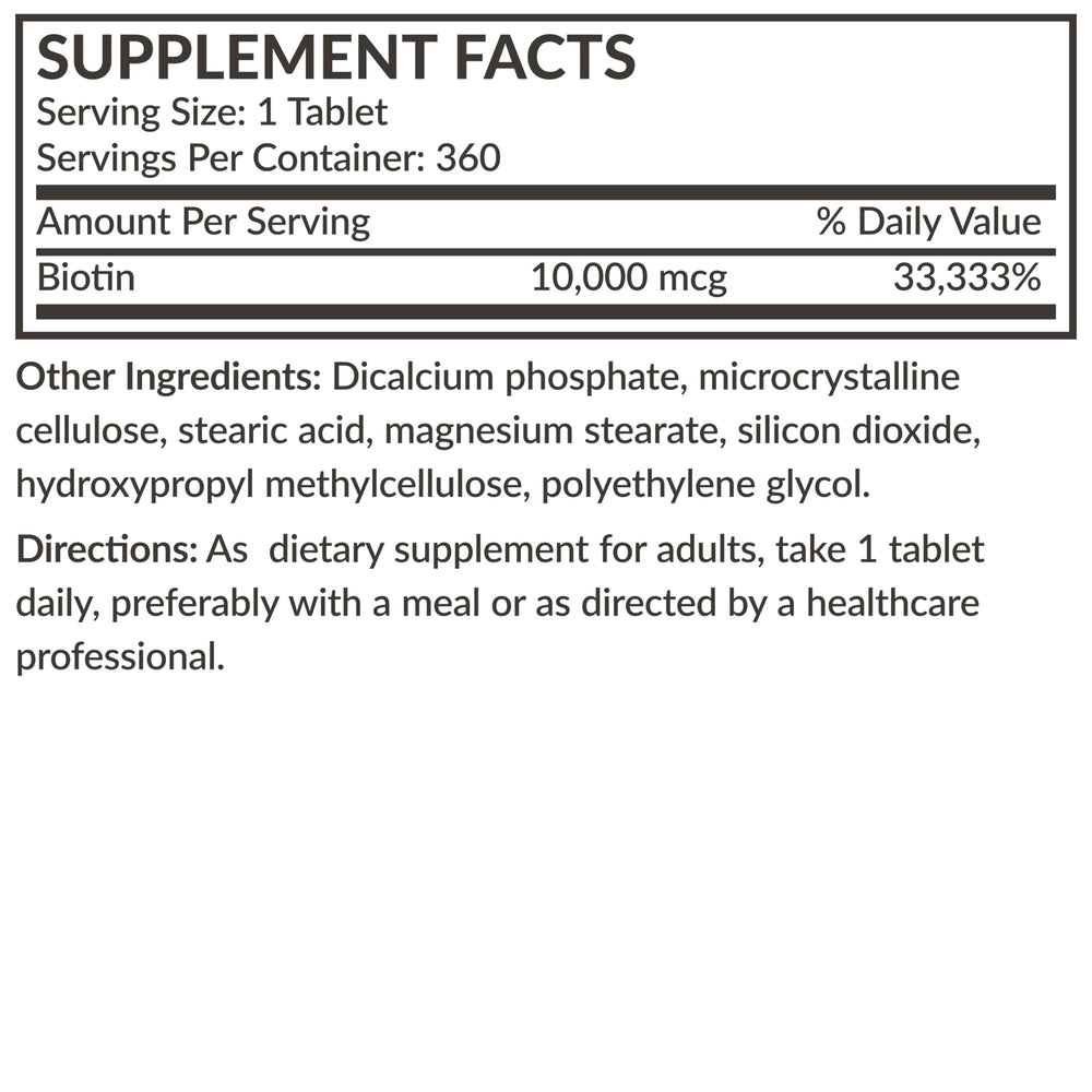 Packaging overview for Futurebiotics Biotin 10,000 mcg
