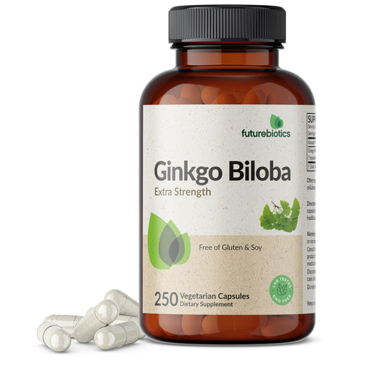 Ginkgo Biloba bottle label featuring 250 Vegetarian Capsules