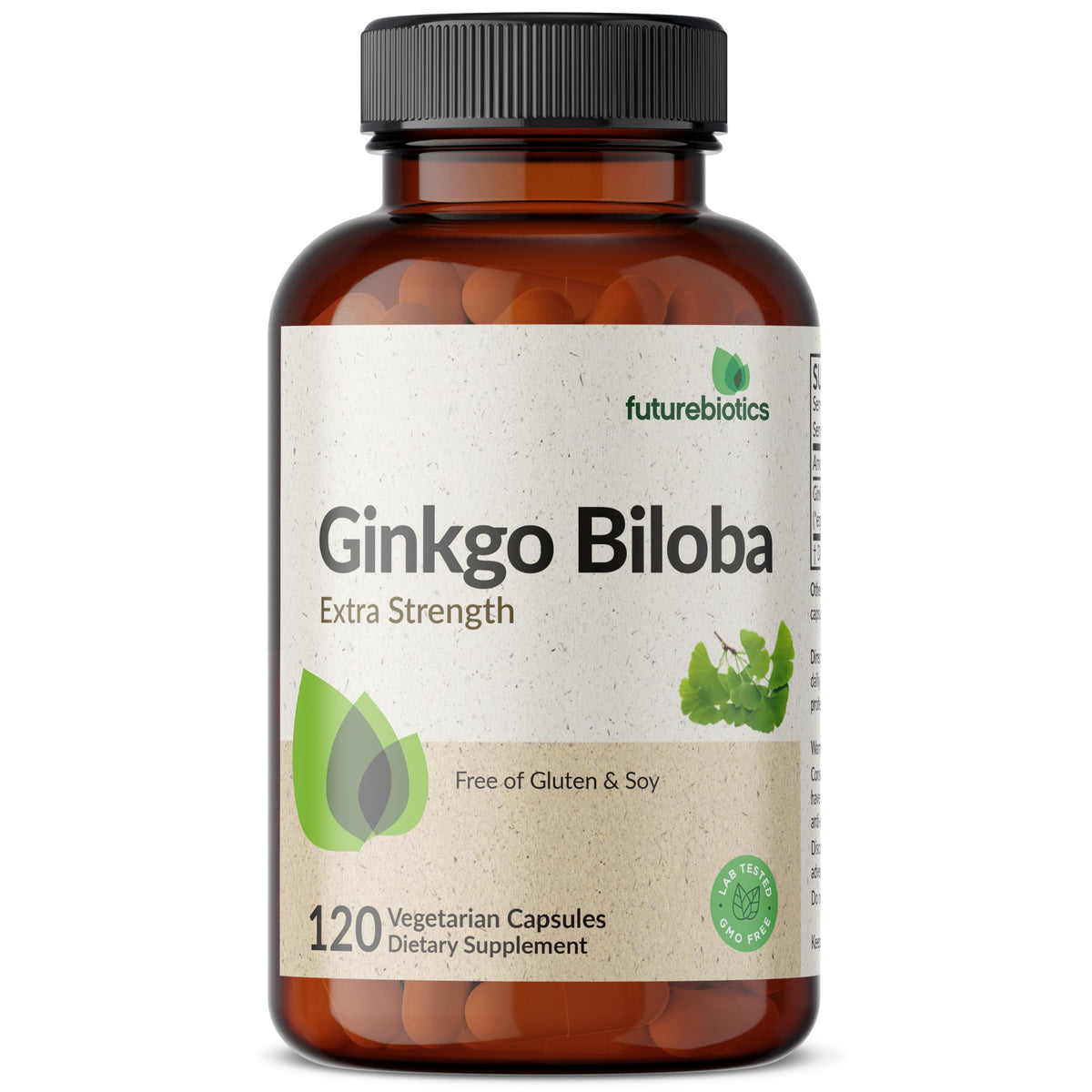Futurebiotics Ginkgo Biloba Extra Strength bottle with 120 vegan capsules