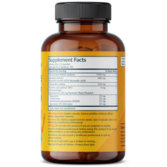 Close-up of active ingredients: glucosamine, chondroitin, turmeric, MSM