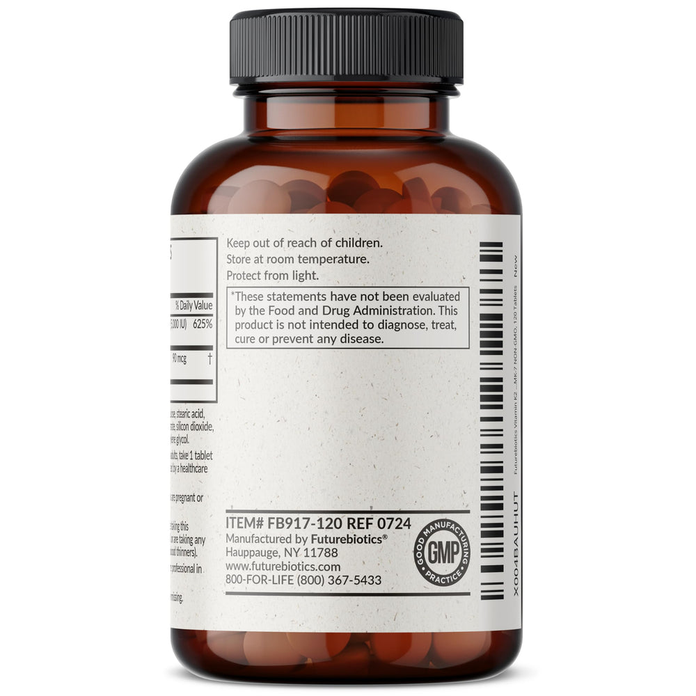 Supplement facts panel for Futurebiotics K2+D3