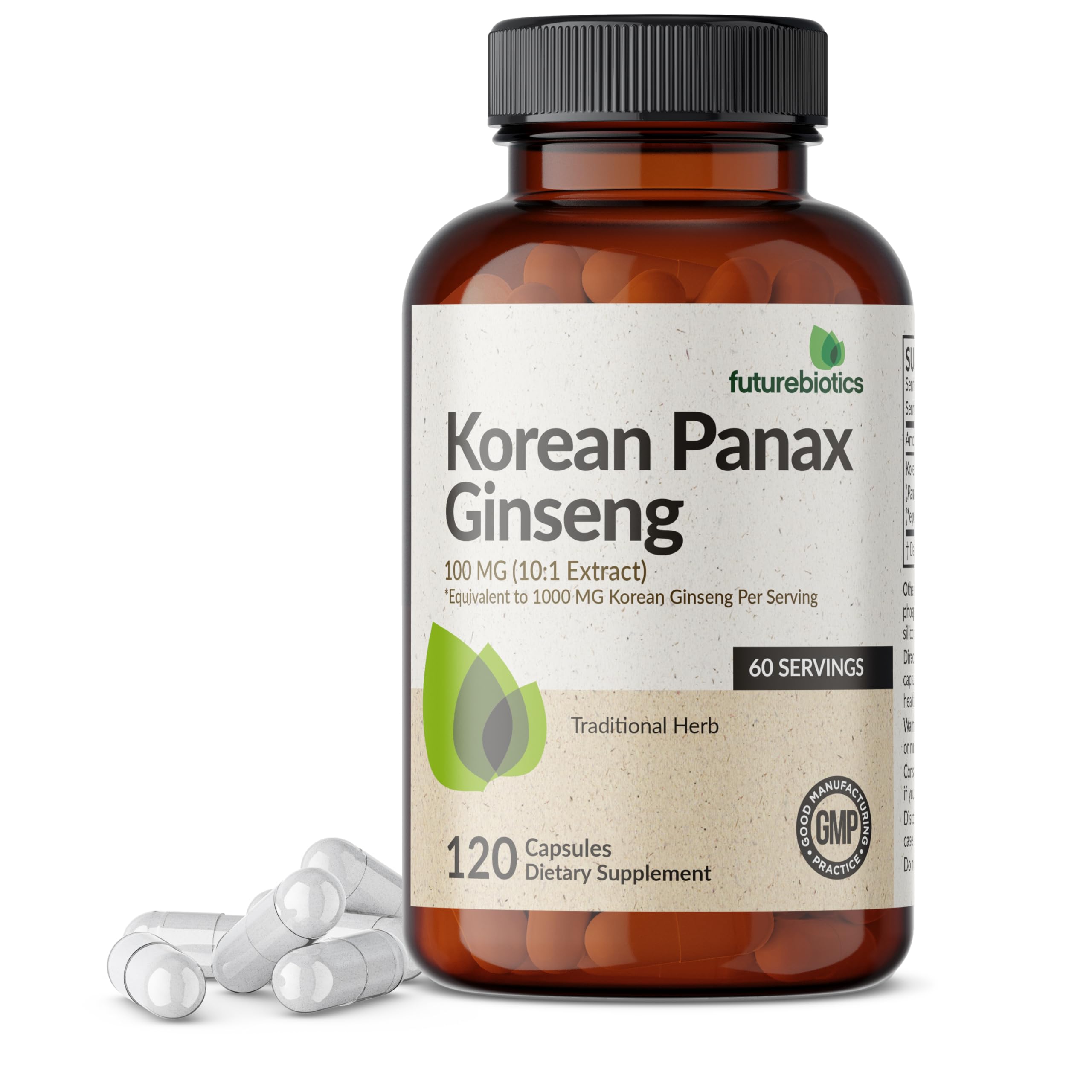 Futurebiotics Korean Panax Ginseng bottle with 120 capsules