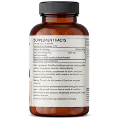 Close-up of Futurebiotics Maca Root Extra Strength bottle on white