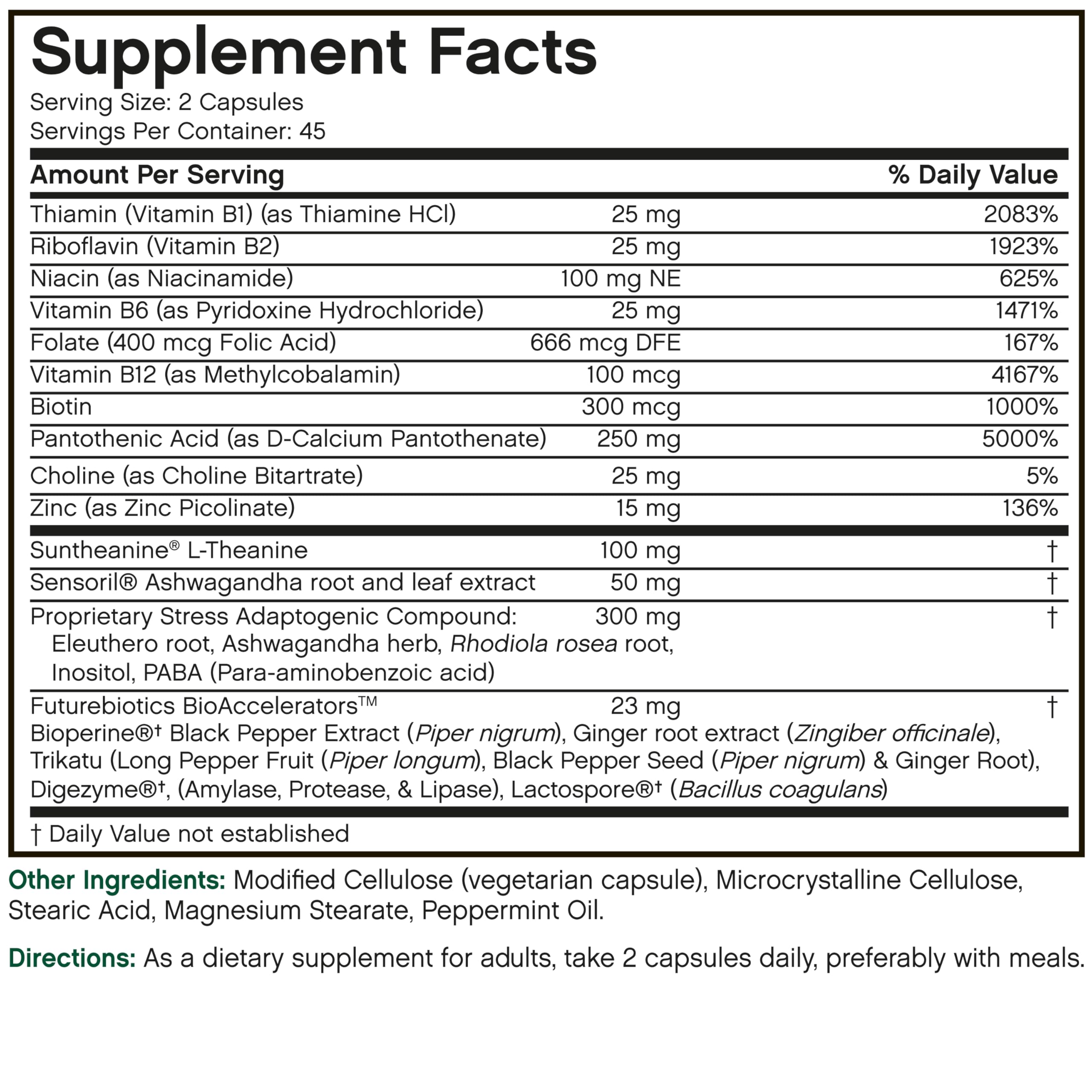 Close up of Futurebiotics StressAssist packaging 90 capsules