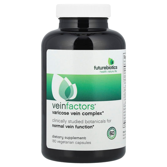 Futurebiotics VeinFactors bottle and label – 180 Vegetarian Capsules