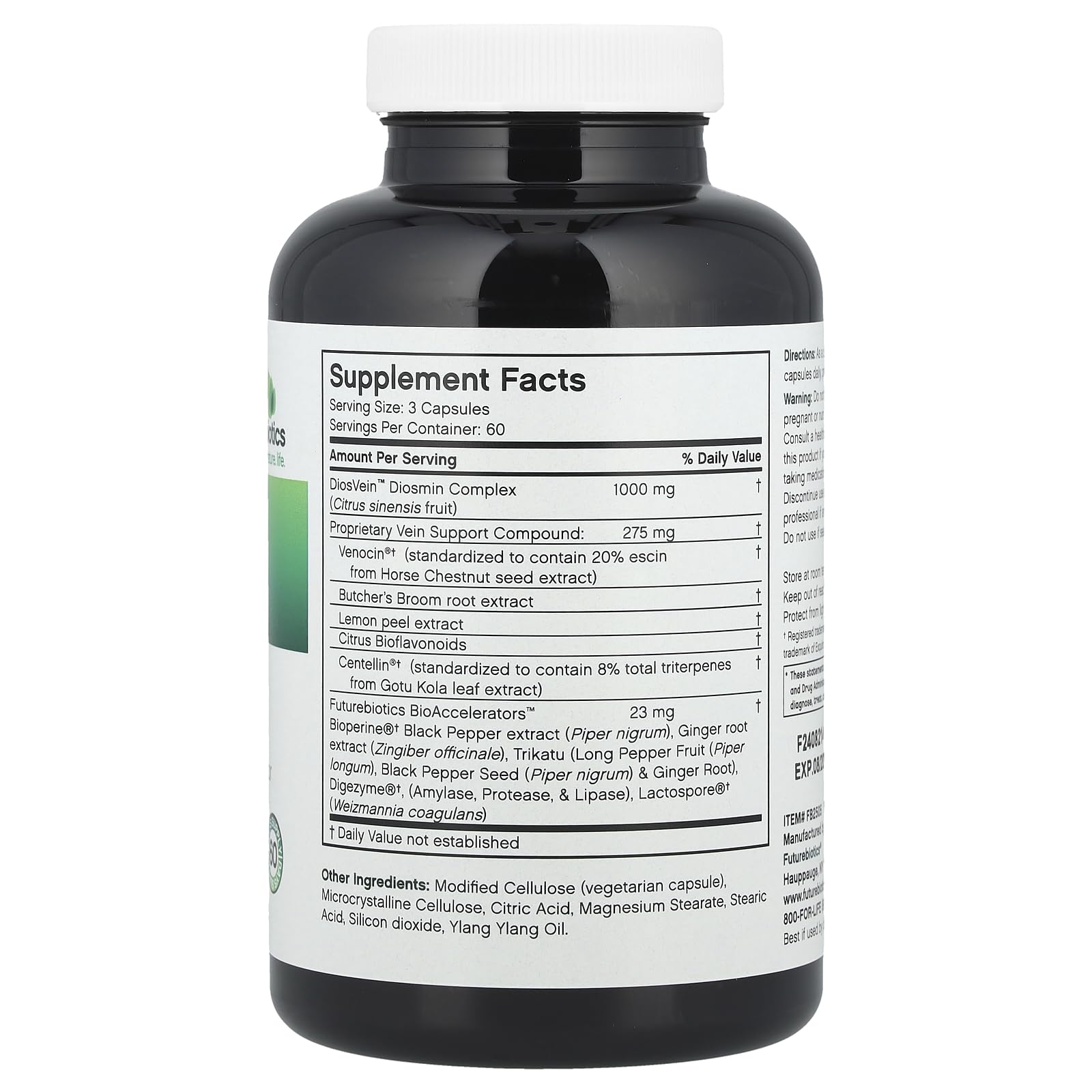 VeinFactors packaging and dietary supplement bottle