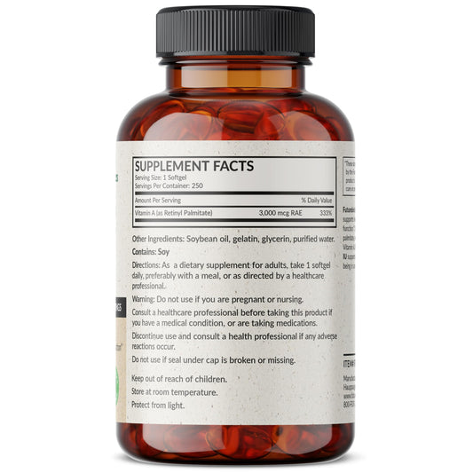 Close-up of Futurebiotics Vitamin A 10,000 IU softgels