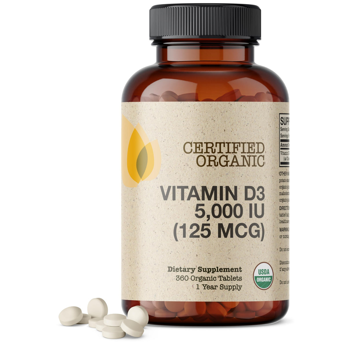 Futurebiotics Vitamin D3 5000 IU bottle and 360 tablets