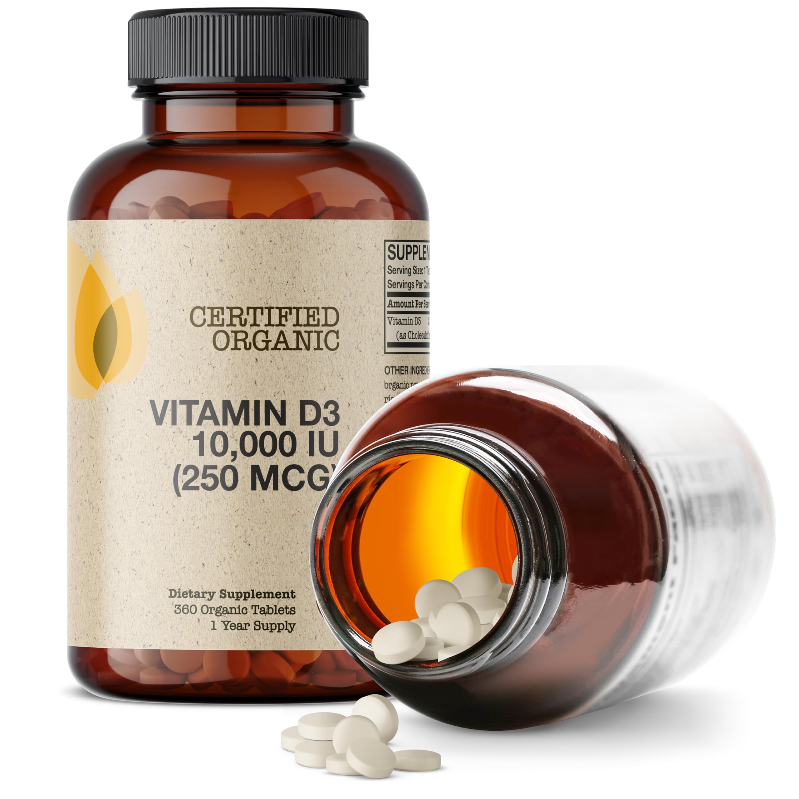 High-potency Vitamin D3 10,000 IU per organic tablet