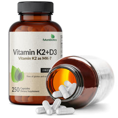 Label highlighting Vitamin D3 and Vitamin K2 MK-7 ingredients