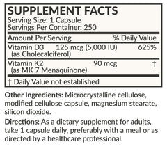 Bold packaging emphasizing 5000 IU D3 and 90 mcg K2 MK-7