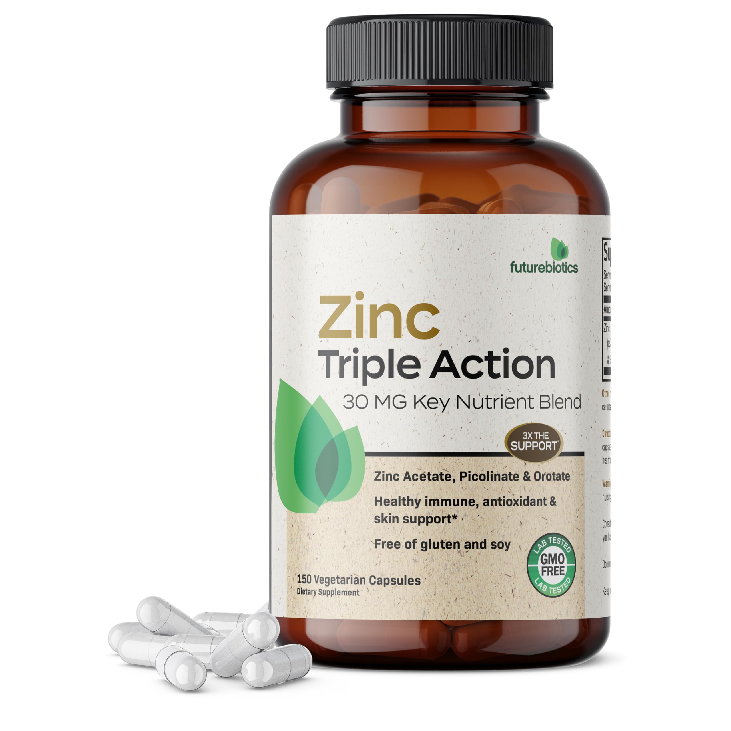 Front view of Futurebiotics Zinc Triple Action 30mg bottle