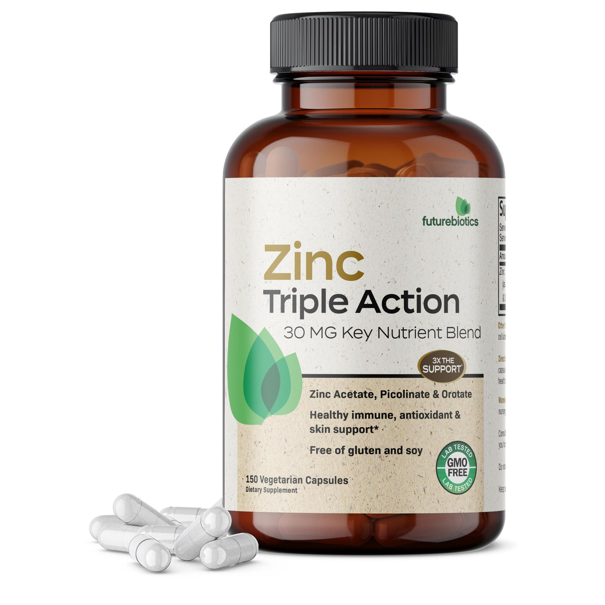 Front view of Futurebiotics Zinc Triple Action 30mg bottle