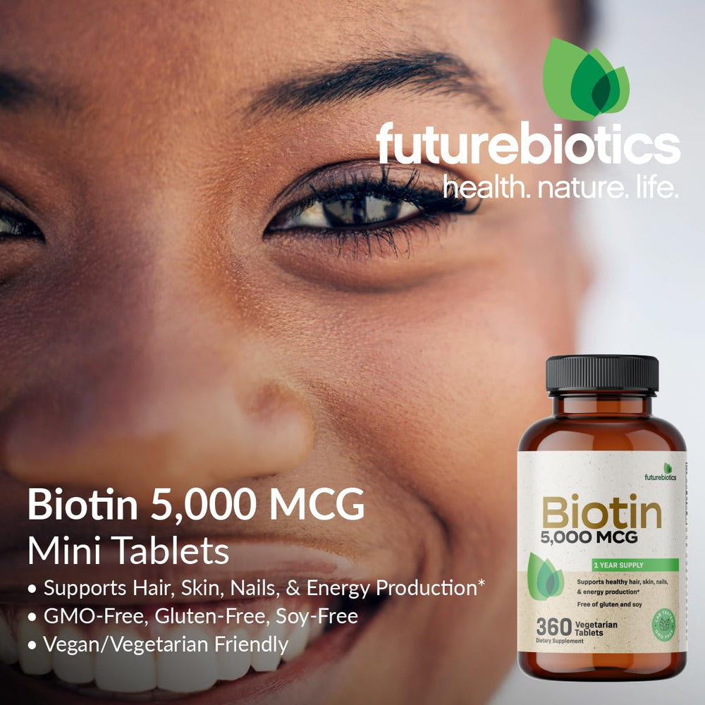 Non-GMO badge on Futurebiotics Biotin packaging