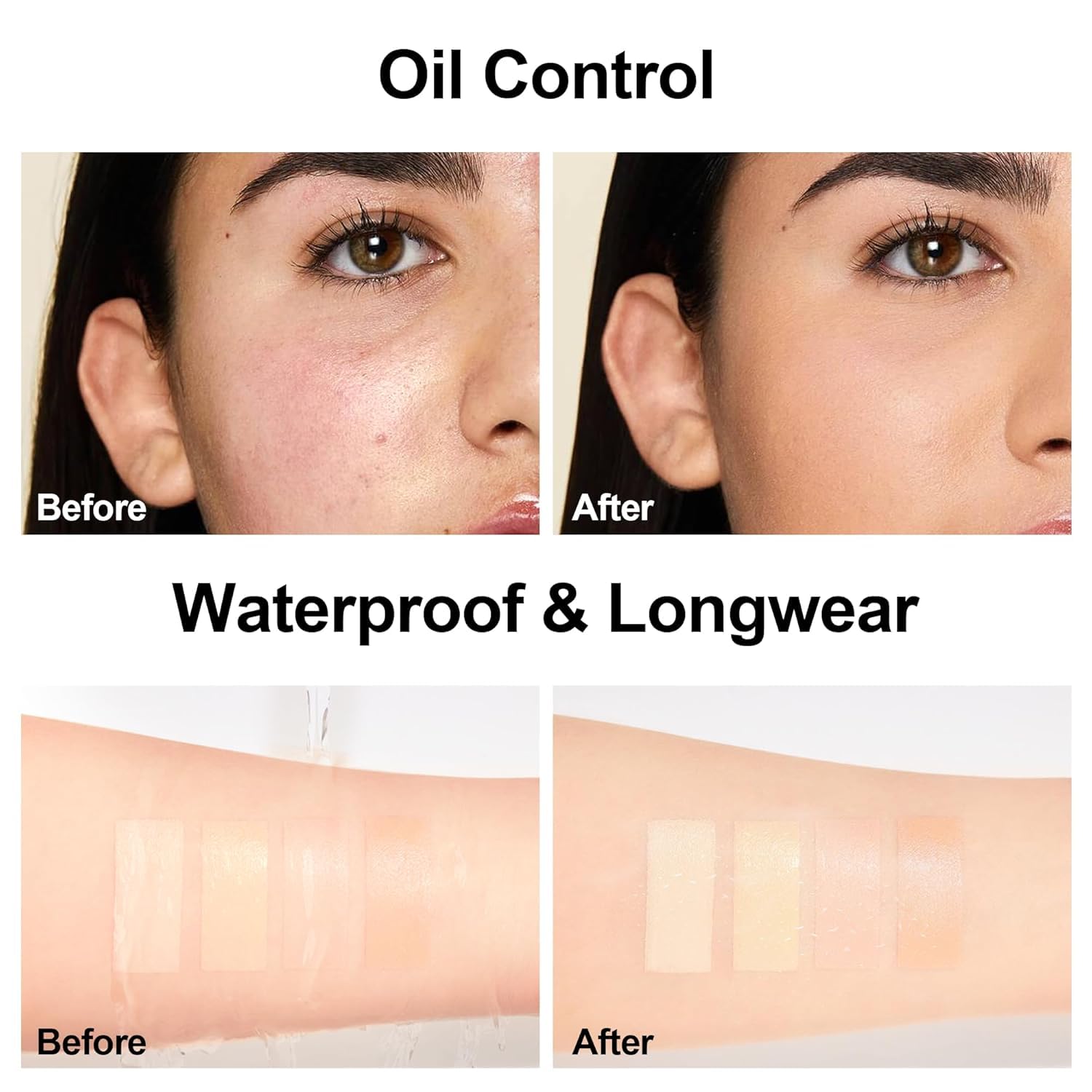 FV Foundation matte finish swatches ivory show a natural, shine-free complexion.
