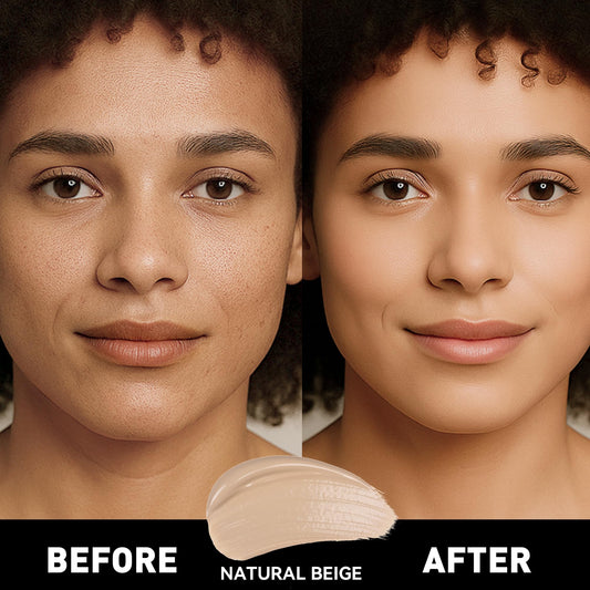 FV Hydrating Foundation texture close-up shows a dewy, skin-like finish.