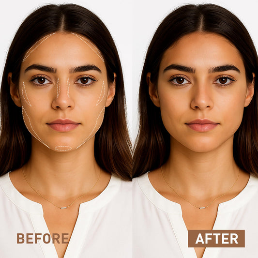 FV contour stick in action showing seamless blending on the cheekbone for a subtle lift