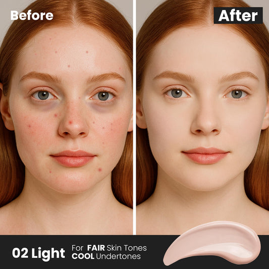 Close-up of FV waterproof liquid concealer applicator for precise blemish and dark circle application.