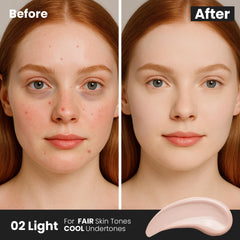 Close-up of FV waterproof liquid concealer applicator for precise blemish and dark circle application.