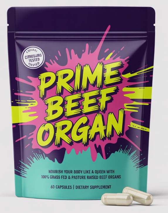 Front view of FW ZONE grass-fed beef organs supplement bottle