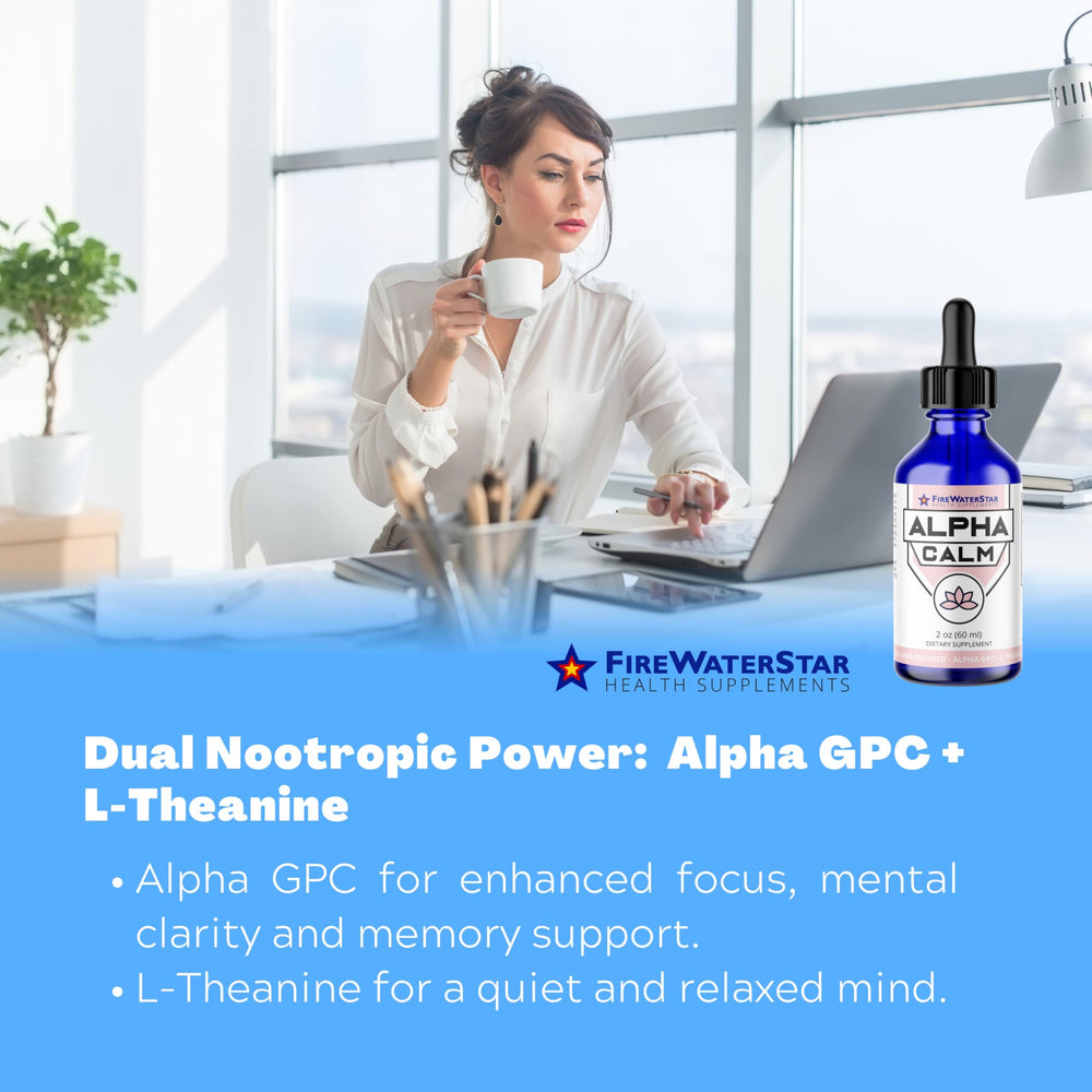 Dropper releasing a drop of Alpha Calm liquid drops