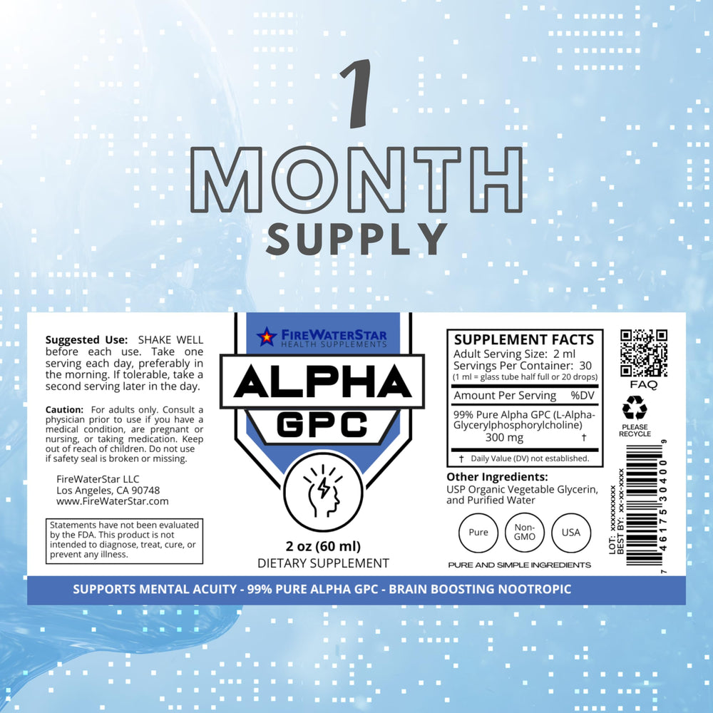 Close-up of Alpha GPC 300 mg label
