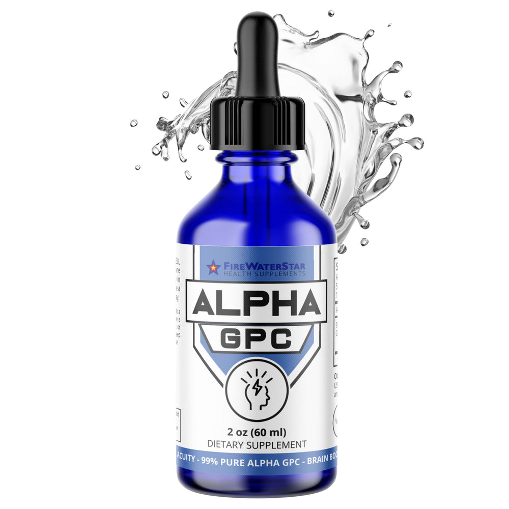 Bottle of FWS Alpha GPC 300 mg liquid choline supplement