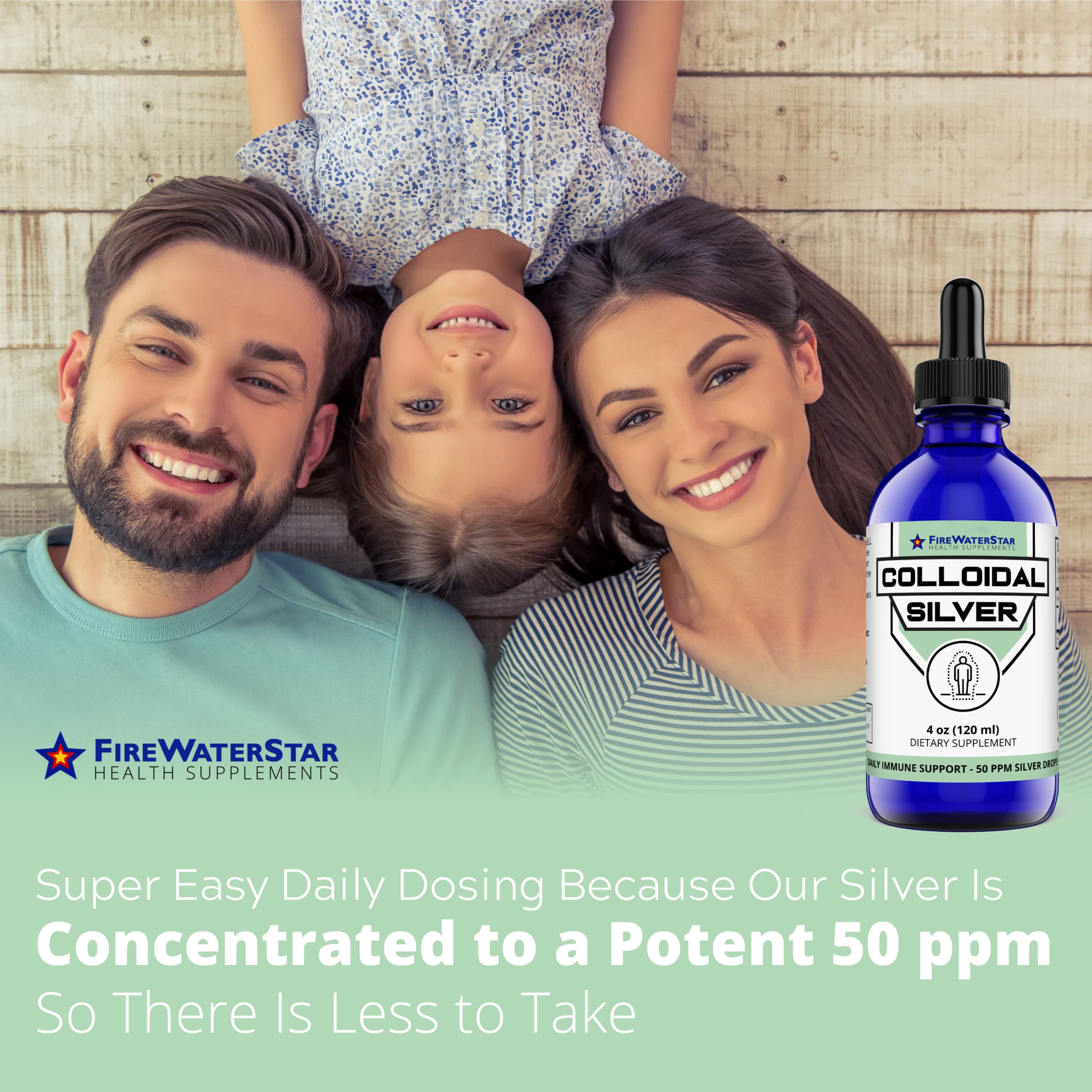 50 ppm concentration label on colloidal silver bottle
