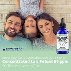 50 ppm concentration label on colloidal silver bottle
