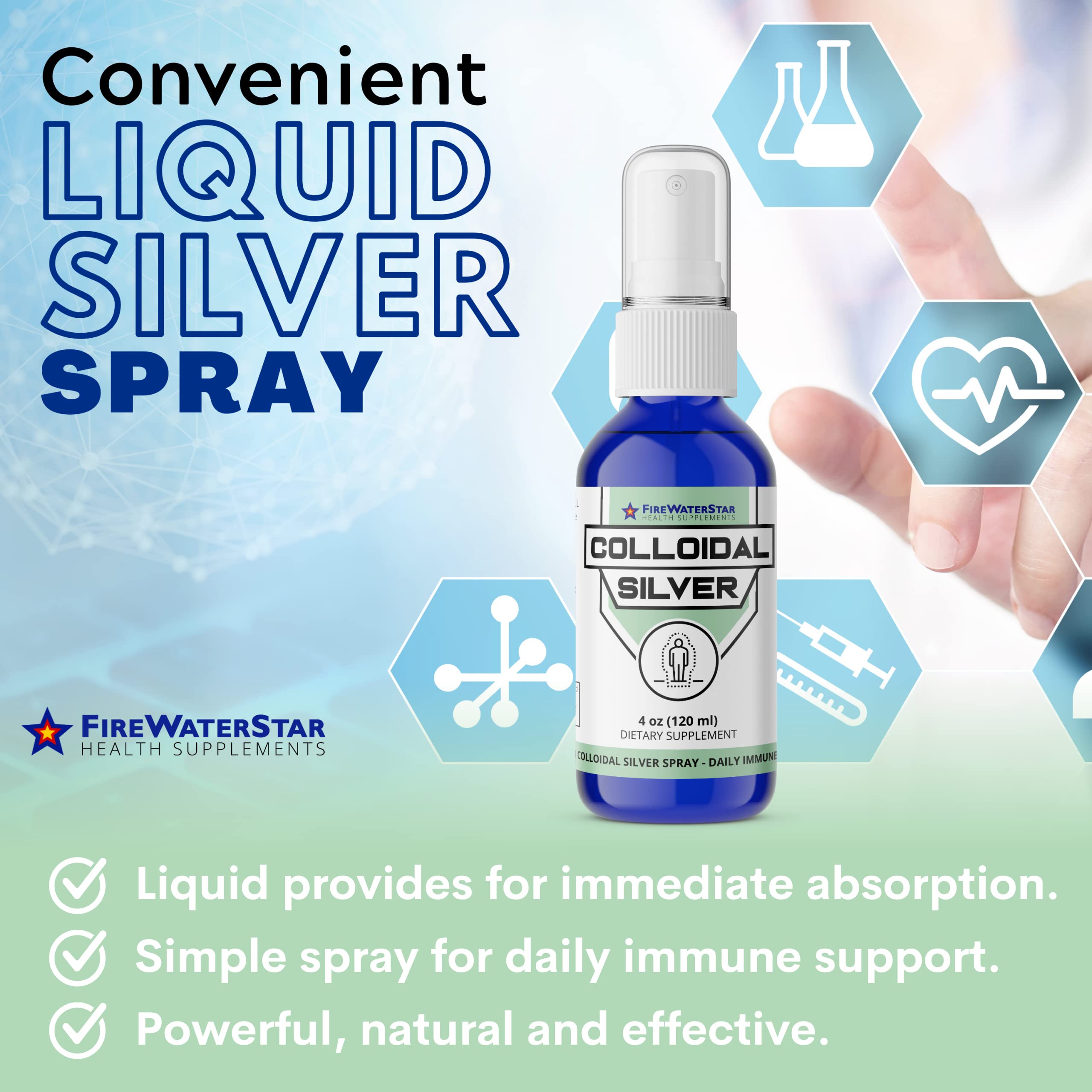 Label showing 50 ppm colloidal silver concentration