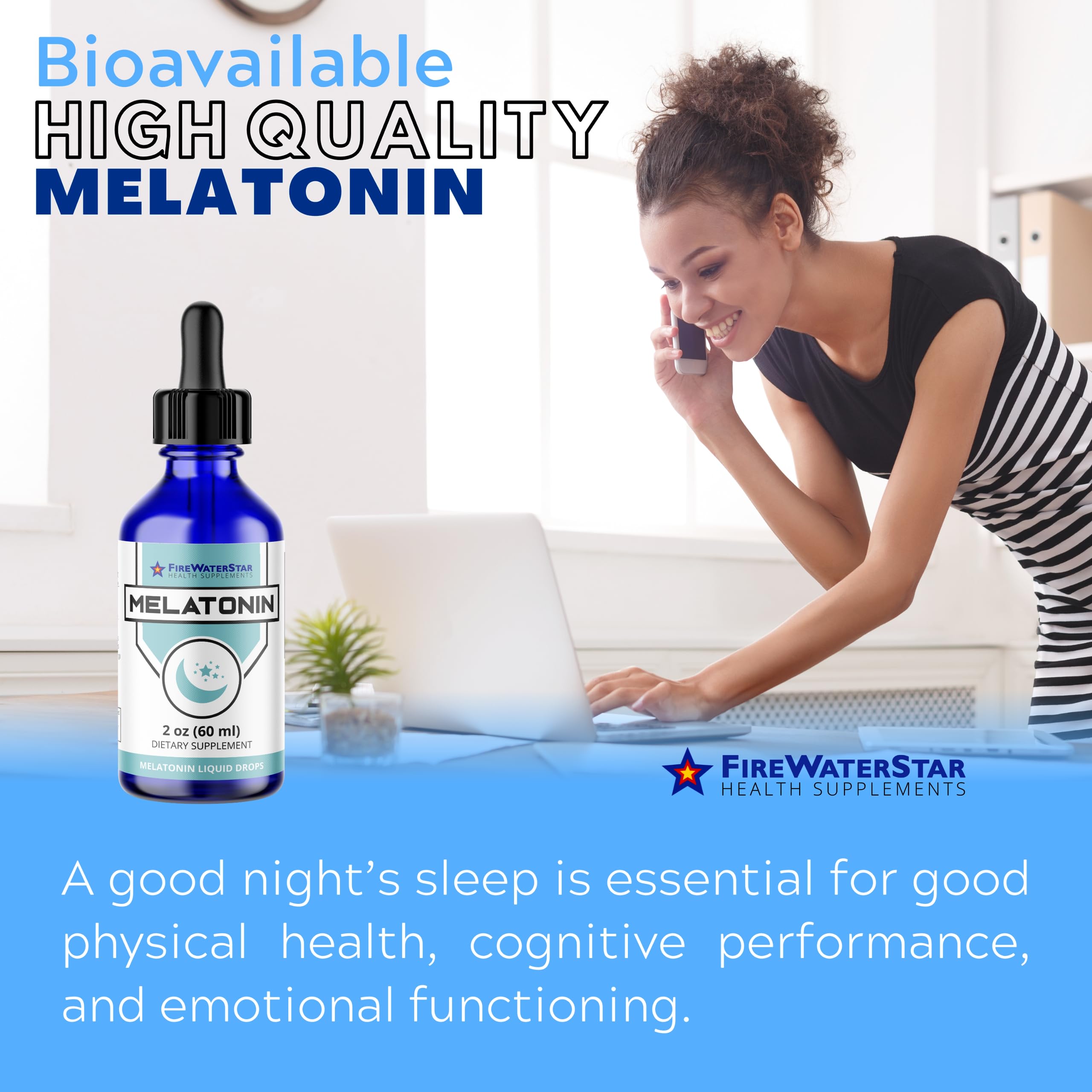 Label on the glass bottle showing 99% pure melatonin
