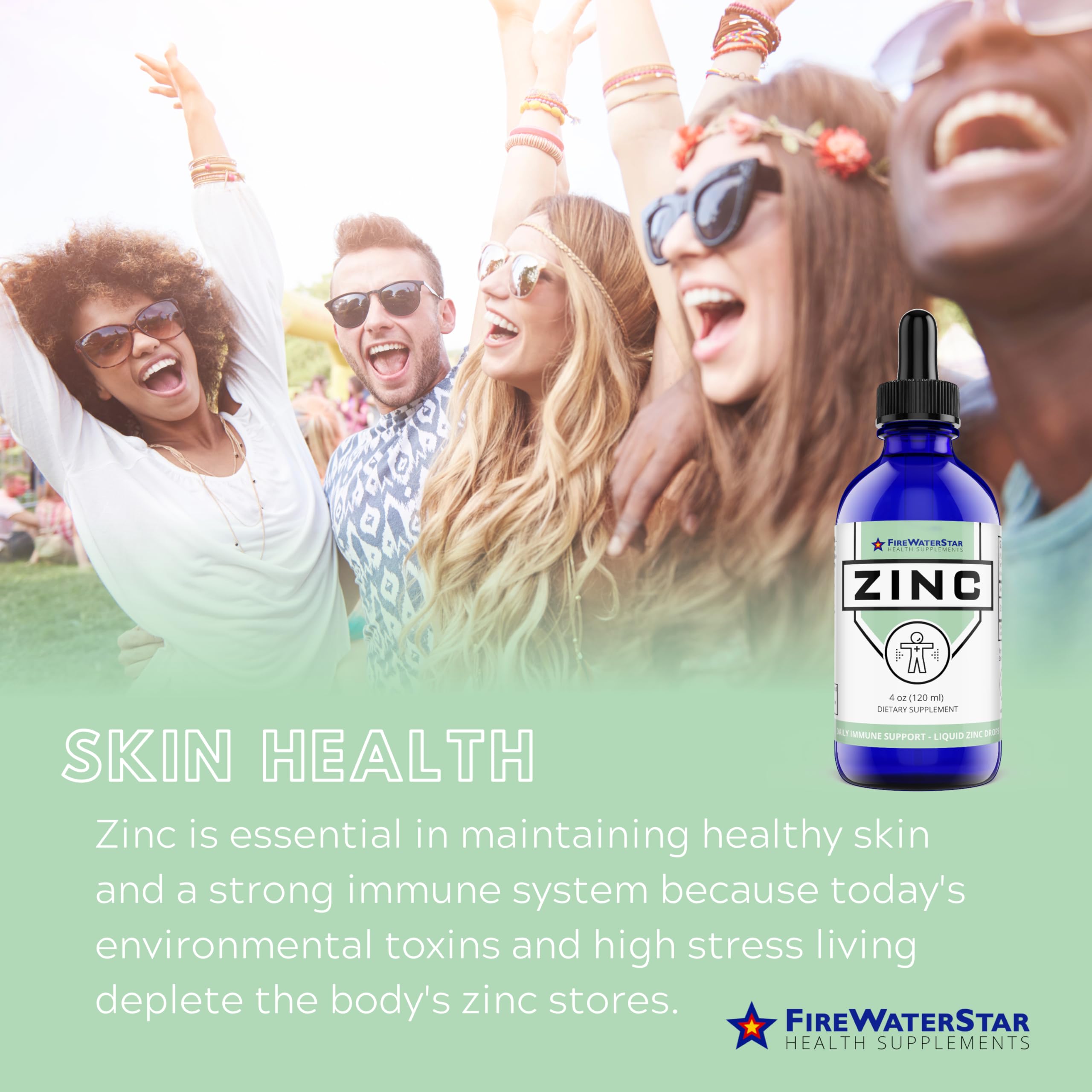 Side view of FWS Liquid Zinc Supplement bottle