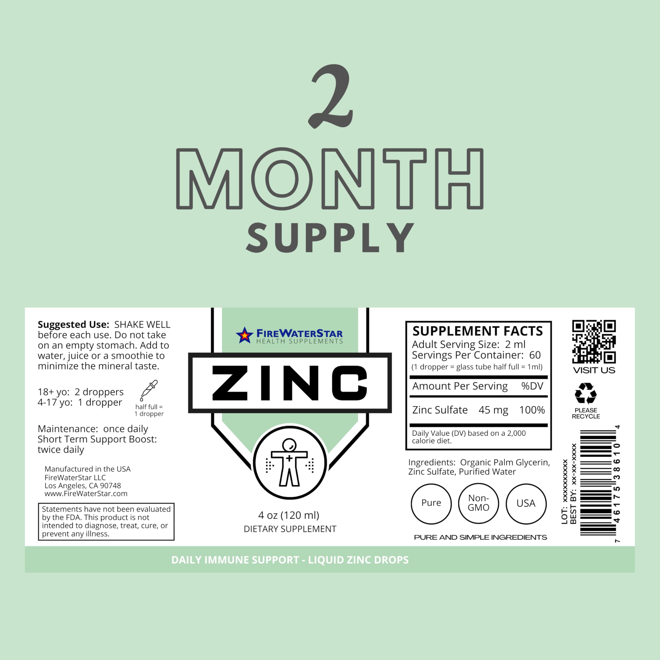 Droplet of zinc sulfate liquid zinc drops on dropper