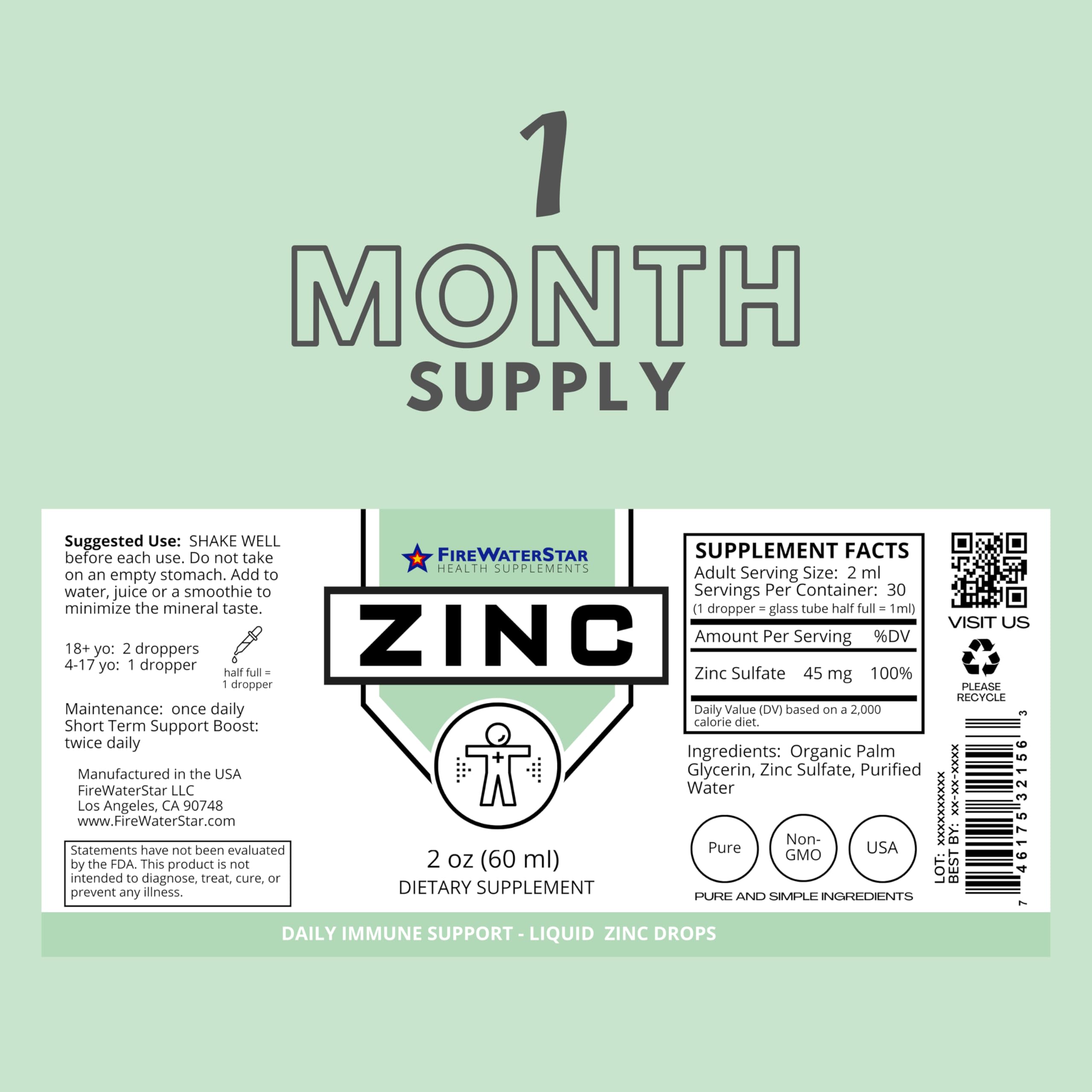 Close-up of FWS zinc liquid drops in dropper bottle