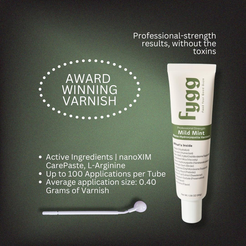 Mint-flavored fluoride-free varnish with no aftertaste