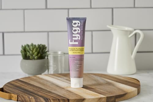 Close-up of Fygg Nano Hydroxyapatite toothpaste ingredients on label