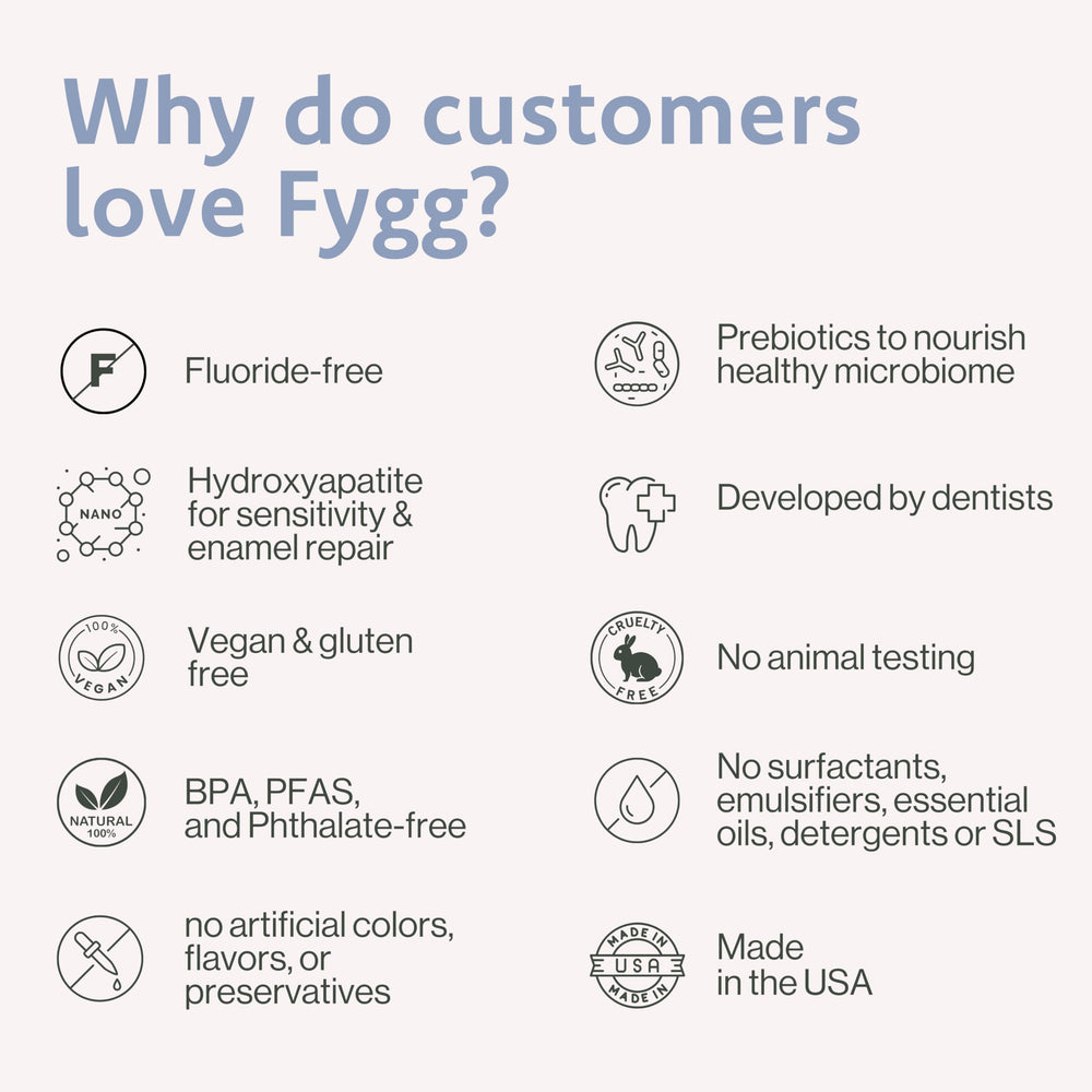 USA-made Fygg toothpaste branding with Vanilla Vibes flavor