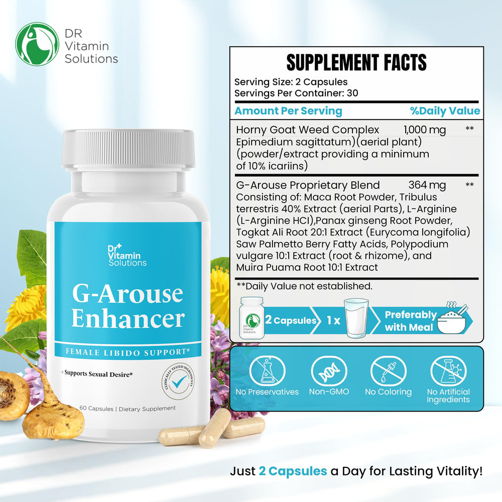Close-up of G-Arouse Enhancer capsules