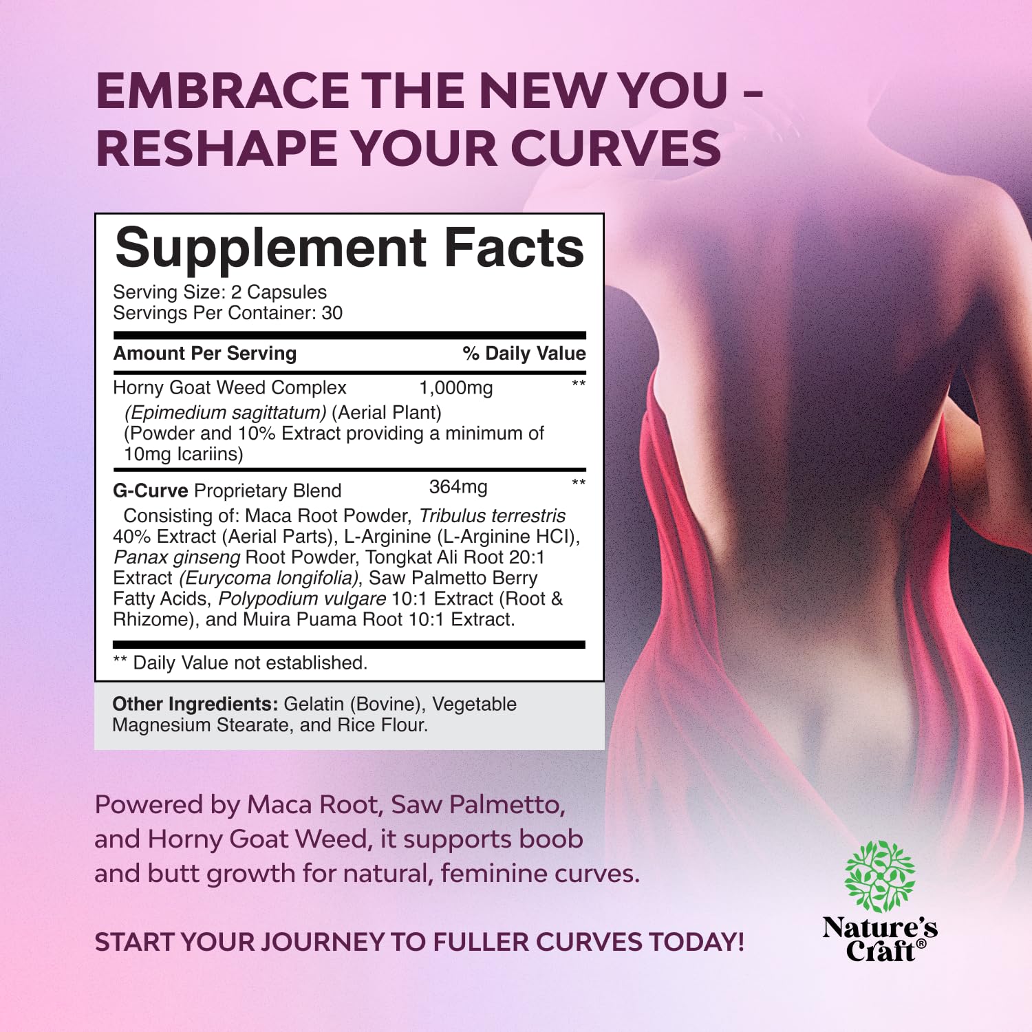 Close-up of herbal ingredients for G-Curve formula
