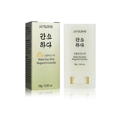 Gaayou Matte Sun Stick Mugwort Camelia packaging highlights compact, travel-ready protection.