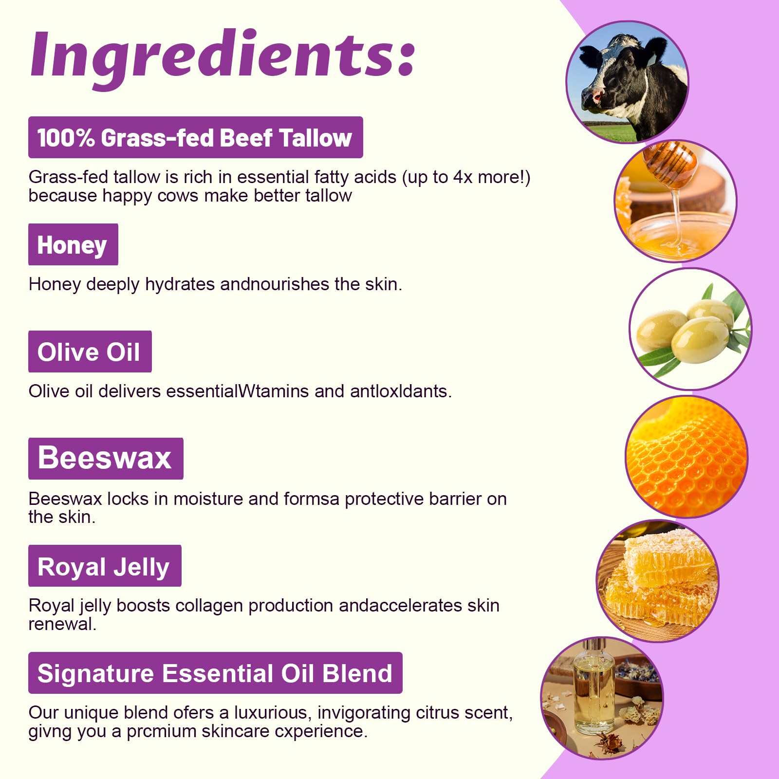 Gaayou natural ingredients list with beeswax and olive oil for moisturized skin.